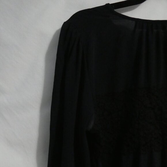 LOFT | large | Black Long Sleeve Blouse | Single Button Back Closure - Picture 9 of 14